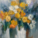 Yellow and white Roses In Vase