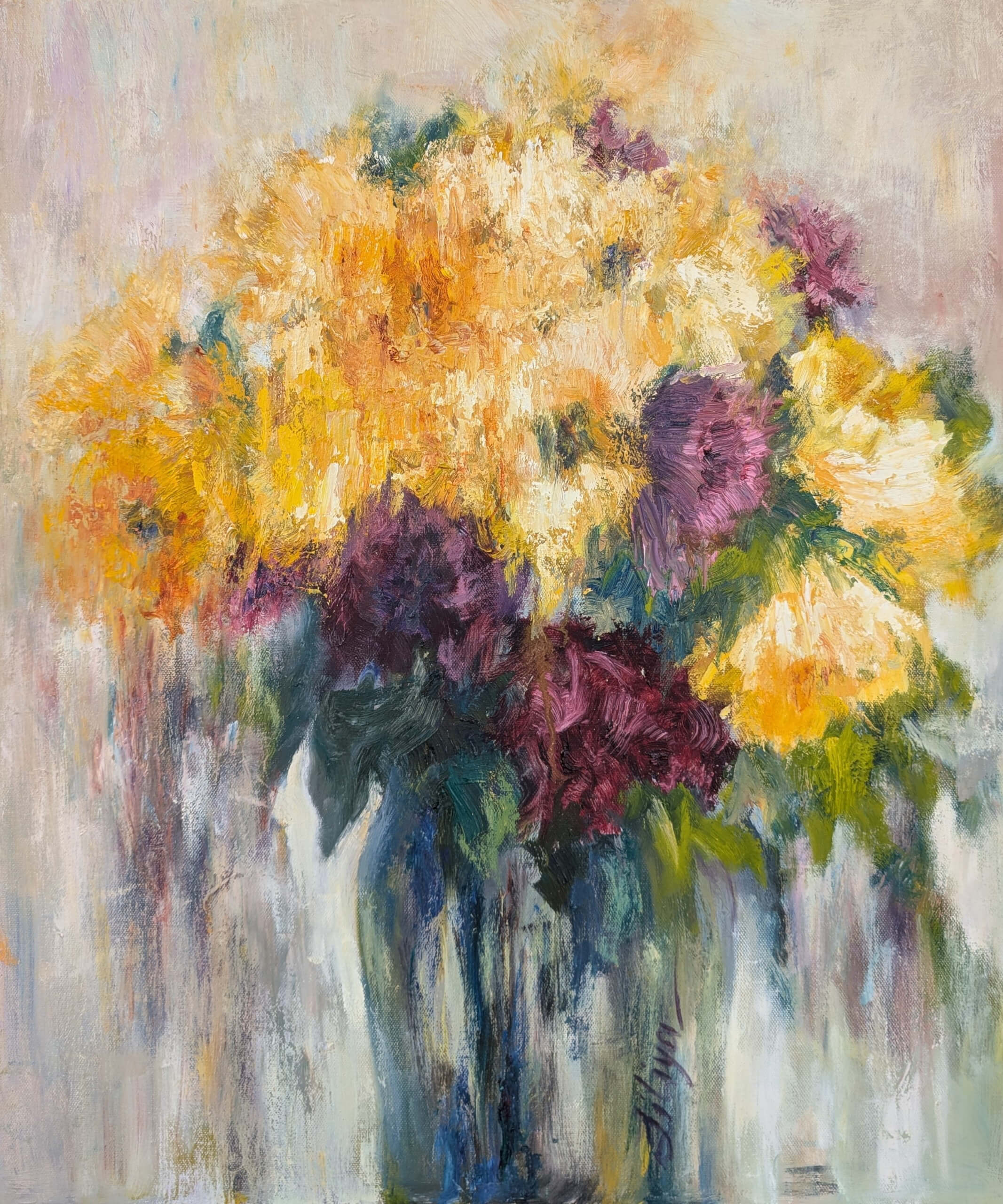 Yellow Roses In Vase