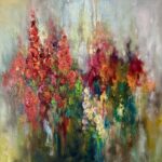 Red hollyhocks